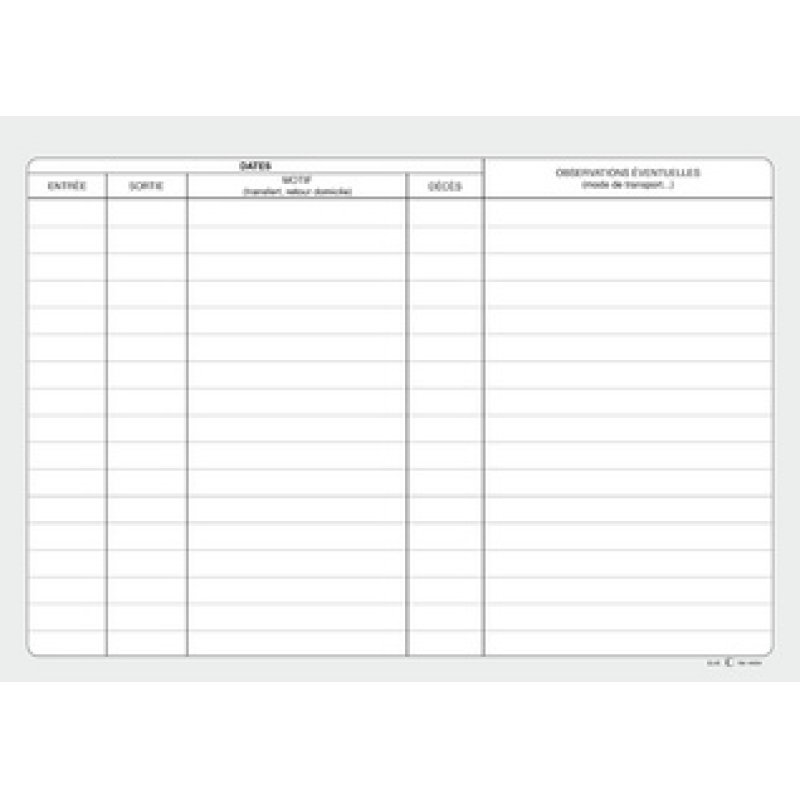 ELVE Registre "Entrées et sorties des résidents dans l'EHPA"