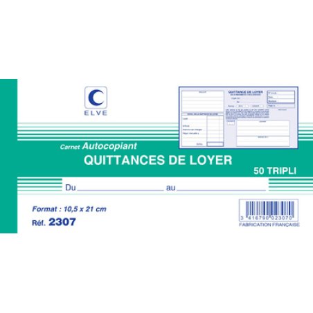 ELVE Manifold "Quittances de loyer", 105 x 210 mm horizontal