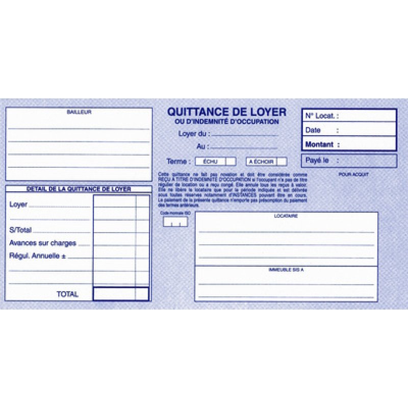 ELVE Manifold "Quittances de loyer", 105 x 210 mm horizontal