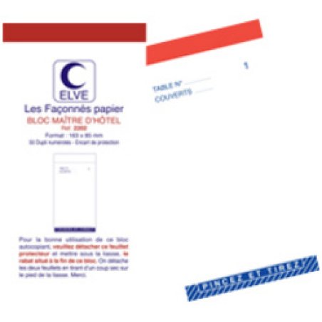 ELVE Bloc Maître d'Hôtel, 75 x 150 mm, 50 feuillets tripli