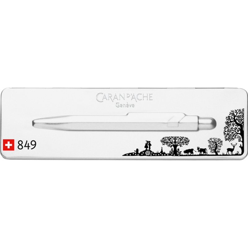 Caran d-Ache 849.754 stylo à bille Bleu Stylo à bille rétractable avec clip Moyen 1 pièce(s)