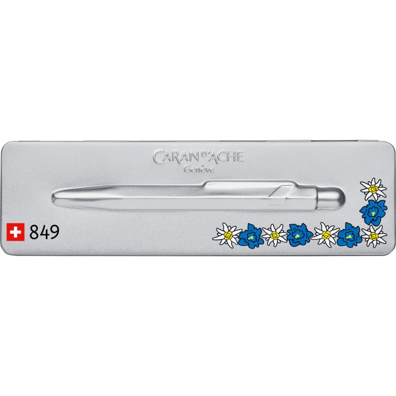 Caran d-Ache 849 Edelweiss Bleu Stylo à bille rétractable avec clip Moyen 1 pièce(s)