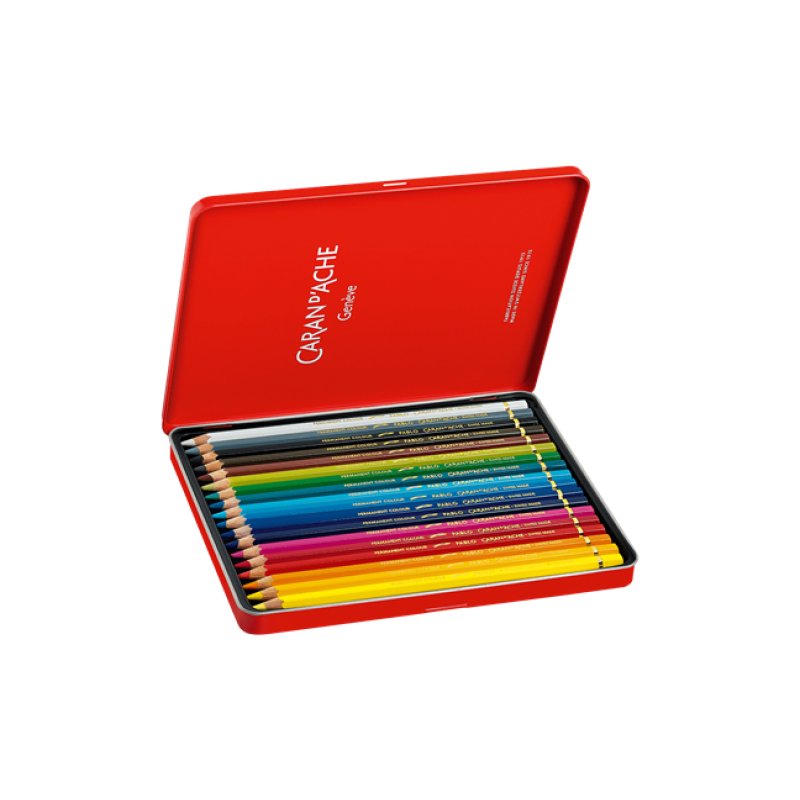 CARAN D'ACHE Crayons de couleur PABLO, étui métal de 18