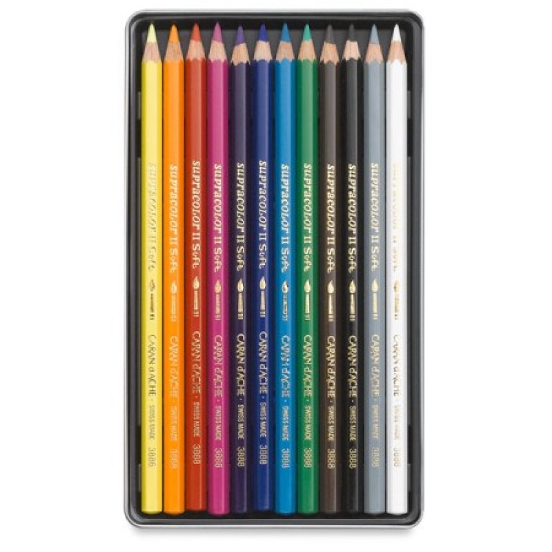 CARAN D'ACHE Crayons de couleur SUPRACOLOR, étui métal de 12