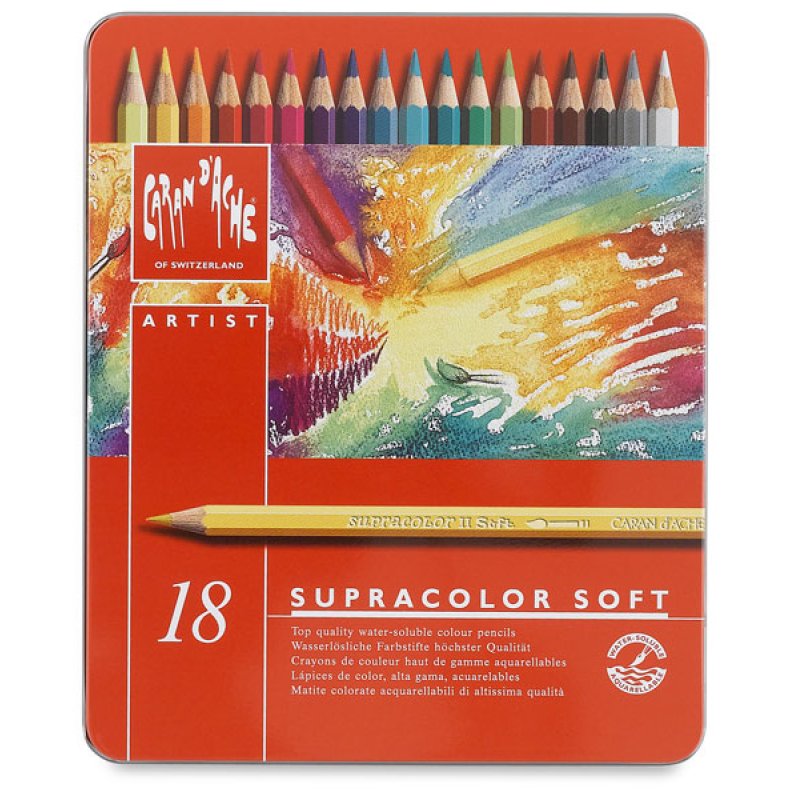 CARAN D'ACHE Crayons de couleur SUPRACOLOR, étui métal de 18