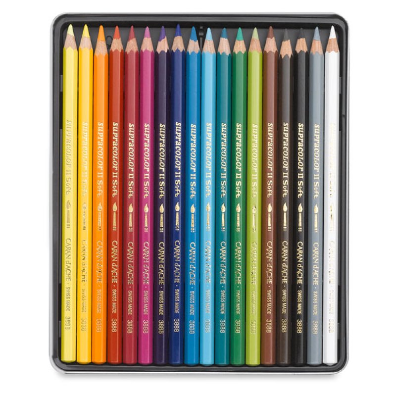 CARAN D'ACHE Crayons de couleur SUPRACOLOR, étui métal de 18