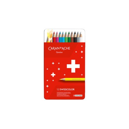 CARAN D'ACHE Crayons de couleur Swisscolor, étui métal de 12