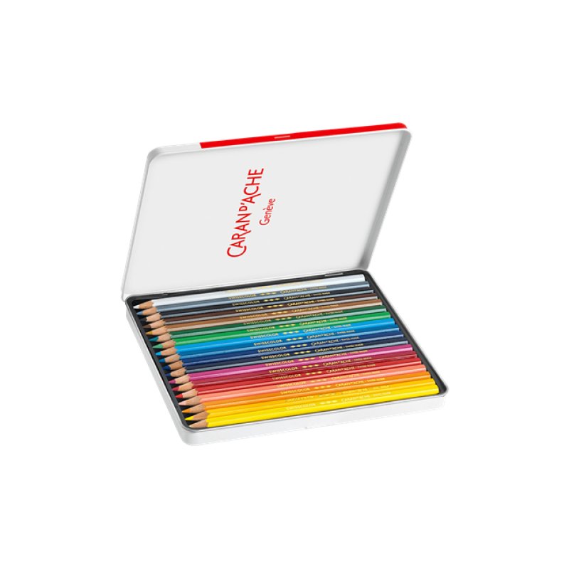 CARAN D'ACHE Crayons de couleur Swisscolor, étui métal de 18