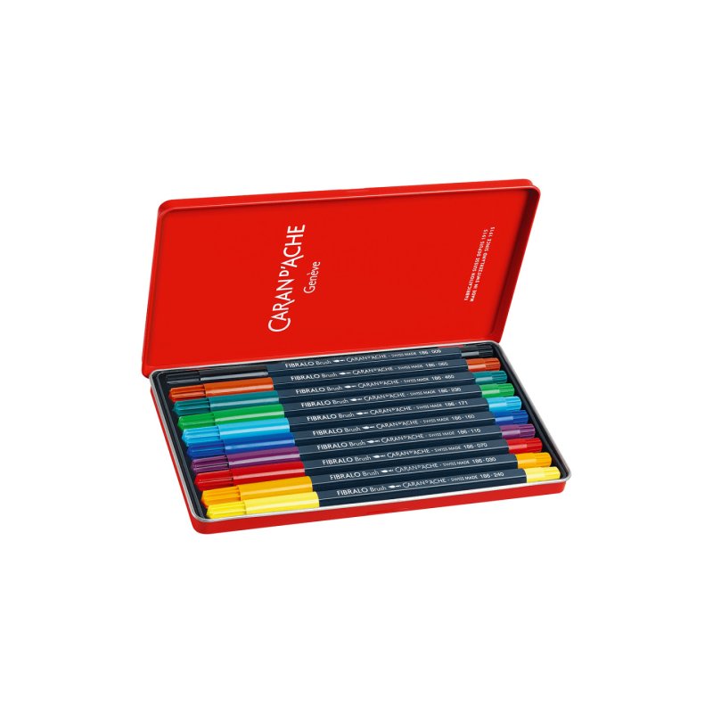 CARAN D'ACHE Feutre FIBRALO Brush, étui métal de 10