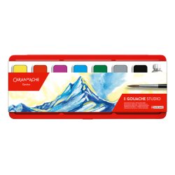 Caran d-Ache GOUACHE STUDIO peinture à l'eau Noir, Marron, Vert, Gris, Rouge, Violet, Blanc, Jaune Palette 8 pièce(s)
