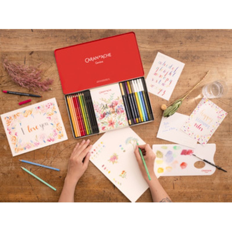 CARAN D'ACHE Set de dessin "SET BOTANIQUE", 24 pièces