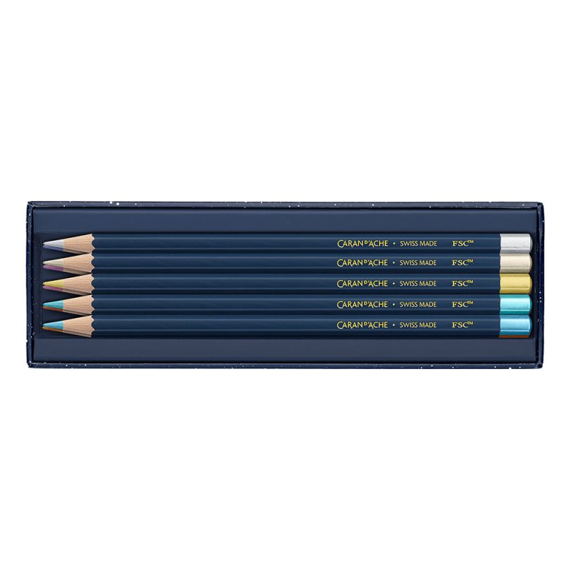 CARAN D'ACHE Crayons de couleur COSMIC BLUE, 10 pièces
