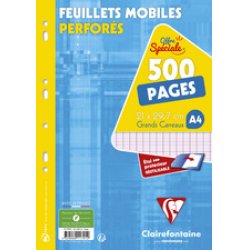 Clairefontaine Feuillets mobiles perforés, A4, quadrillé 5x5