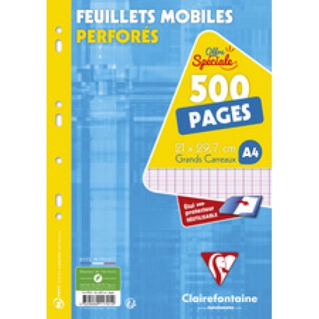 Clairefontaine Feuillets mobiles perforés, A4, quadrillé 5x5