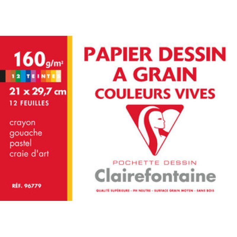 Clairefontaine Papier dessin "à Grain" couleur, 210 x 297 mm