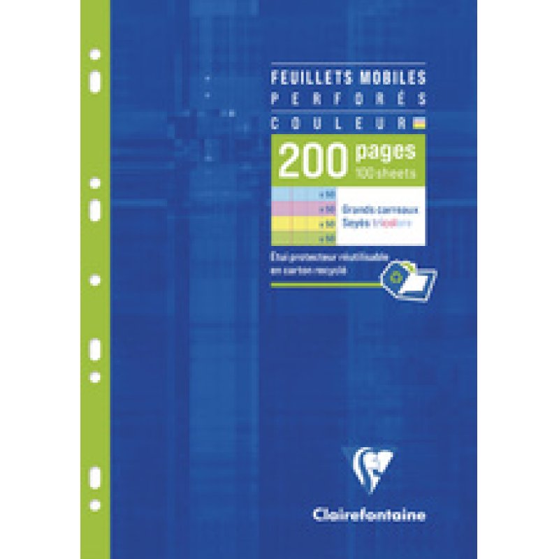 Clairefontaine Feuillets mobiles perforés couleur, A4