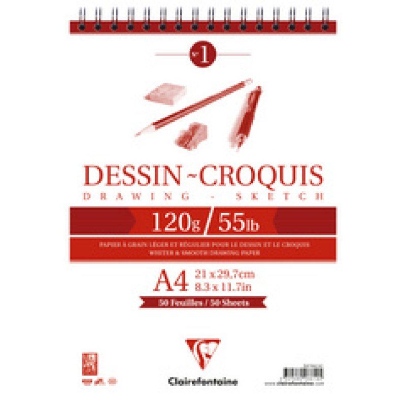 Clairefontaine Bloc papier dessin Croquis, A5, 160 g/m2