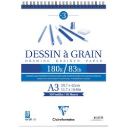 Clairefontaine Bloc spiralé papier dessin à Grain, A5
