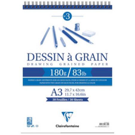 Clairefontaine Bloc spiralé papier dessin à Grain, A5