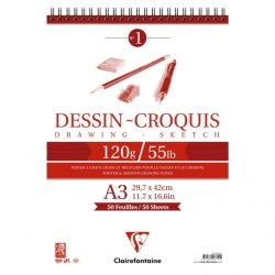 Clairefontaine Bloc papier Dessin Croquis, A3, 120 g/m2