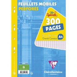 Clairefontaine Feuillets mobiles perforés, A4, seyès