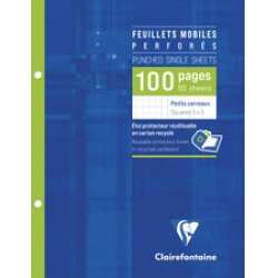Clairefontaine Feuillets mobiles perforés, 170 x 220 mm