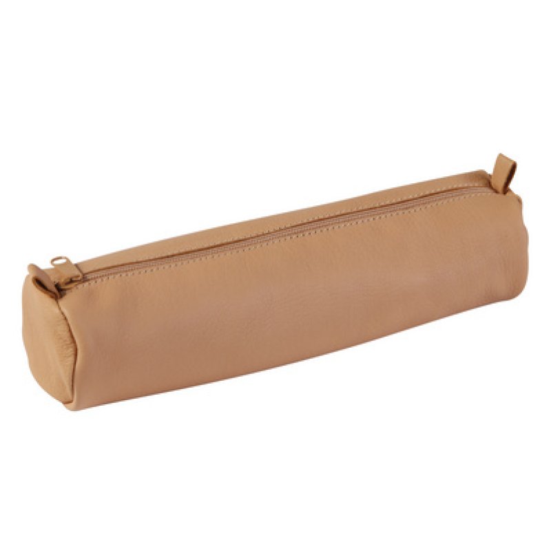 Clairefontaine Trousse petite ronde, cuir naturel