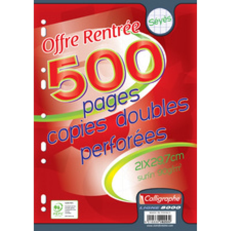 Calligraphe Copies doubles perforées, A4, séyès