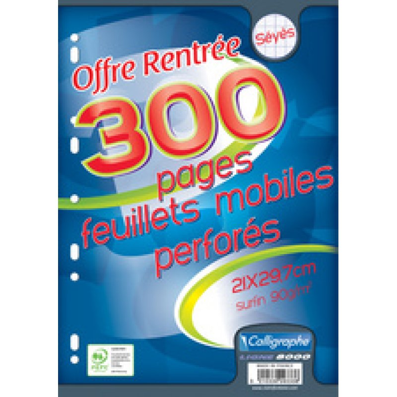 Calligraphe Feuillets mobiles perforés, A4, séyès
