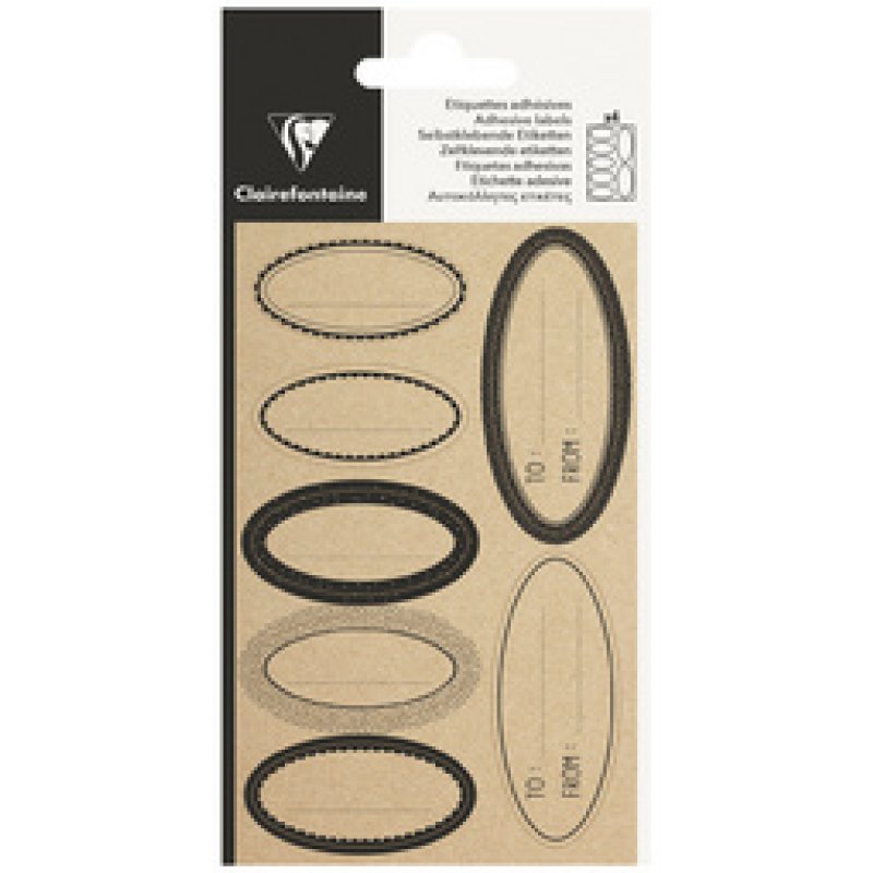 Clairefontaine Etiquettes adhésives "Rectangle kraft", noir