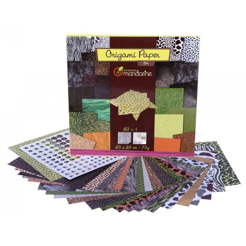 avenue mandarine Feuilles à plier Origami Paper "Zoo"