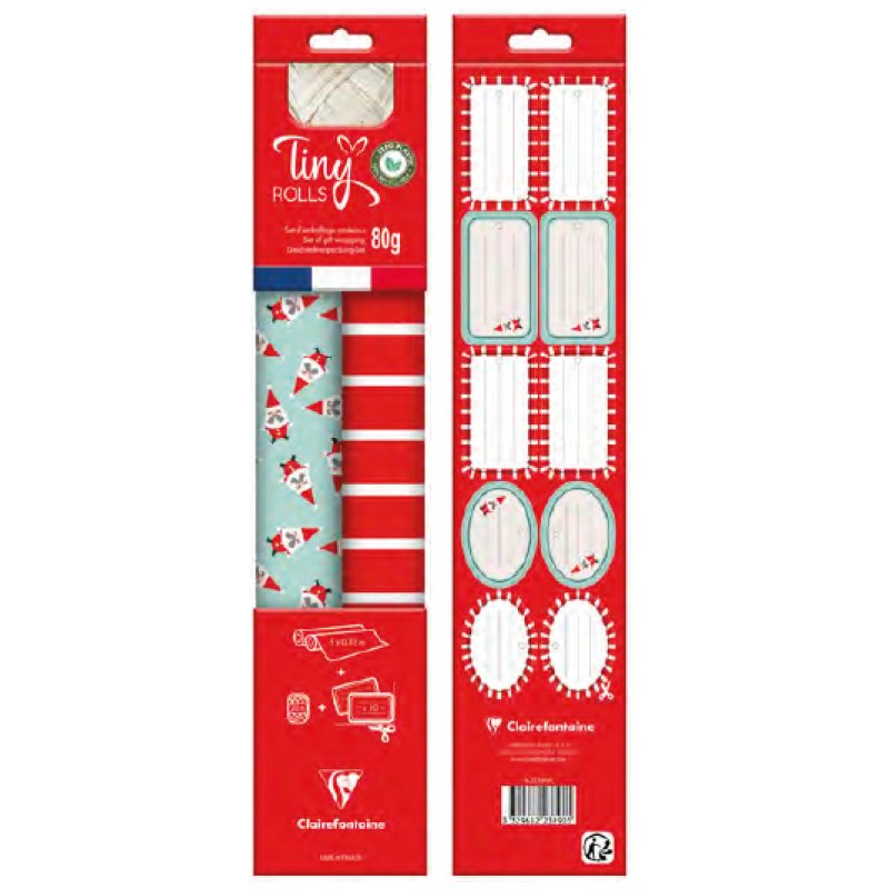 Clairefontaine Set de papiers cadeau de Noël "Tiny Rolls"
