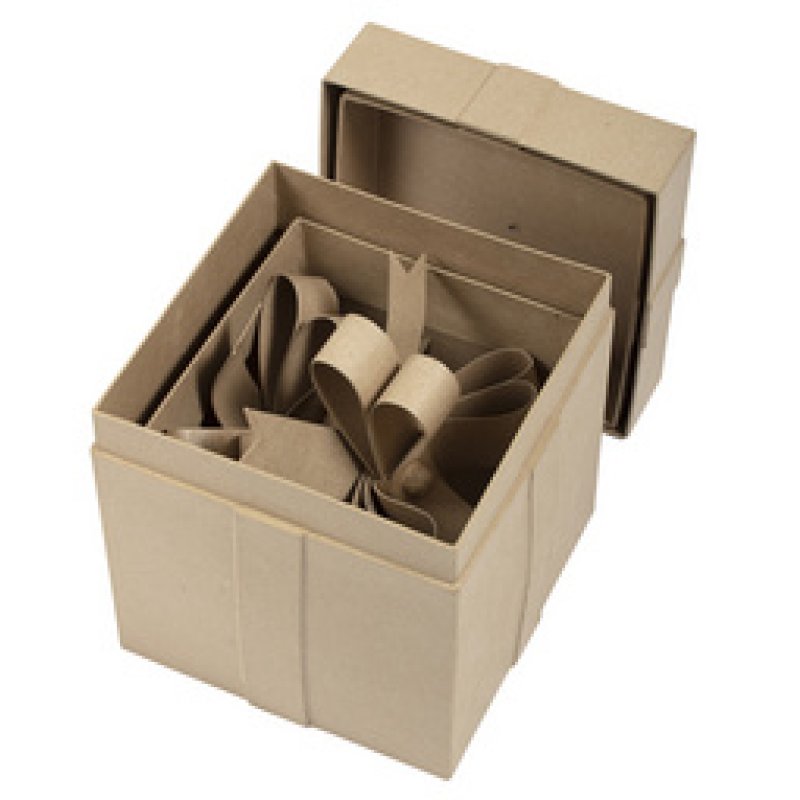 décopatch Boîte cadeau en papier mâché, cubique, set de 2