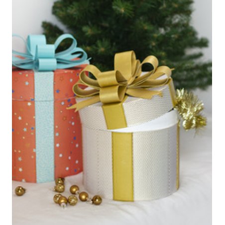 décopatch Boîte cadeau en papier mâché, rond, set de 2