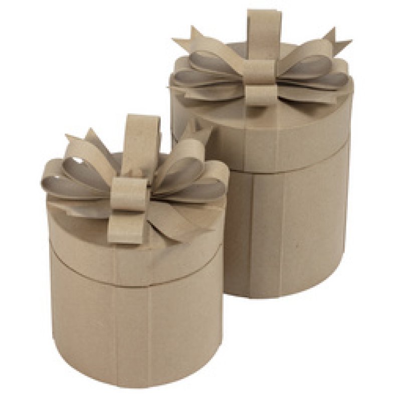 décopatch Boîte cadeau en papier mâché, rond, set de 2