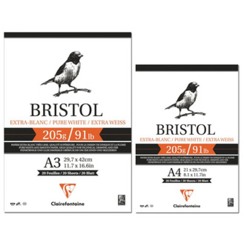 Clairefontaine Bloc de papier à dessin BRISTOL, A4