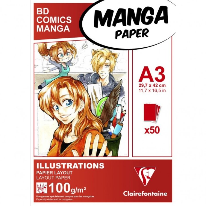 Clairefontaine Bloc de papier Layout MANGA ILLUSTRATIONS, A3