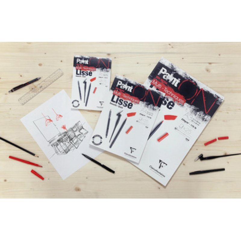 Clairefontaine Bloc papier dessin Paint'ON Lisse, A3, blanc