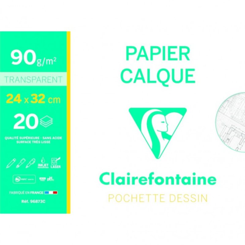 Clairefontaine Papier calque, 90/95 g/m2, 240 x 320 mm