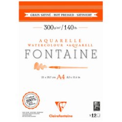 Clairefontaine Bloc de papier aquarelle FONTAINE, satiné, A3