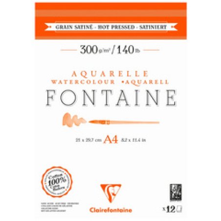 Clairefontaine Bloc de papier aquarelle FONTAINE, satiné, A4