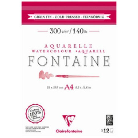 Clairefontaine Bloc de papier aquarelle FONTAINE, fin, A3