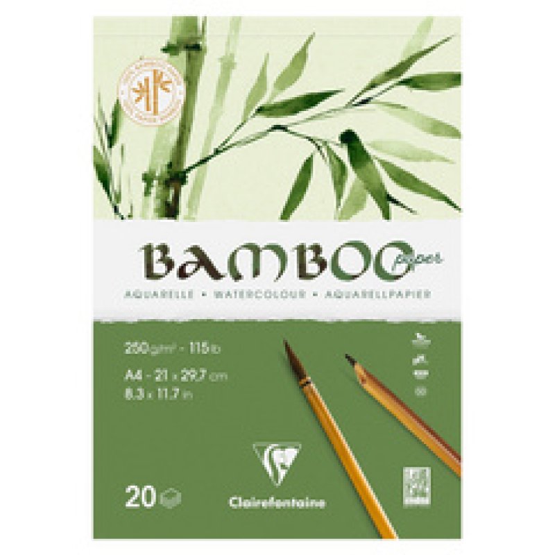 Clairefontaine Bloc de papier aquarelle BAMBOO, 250 g/m2, A4