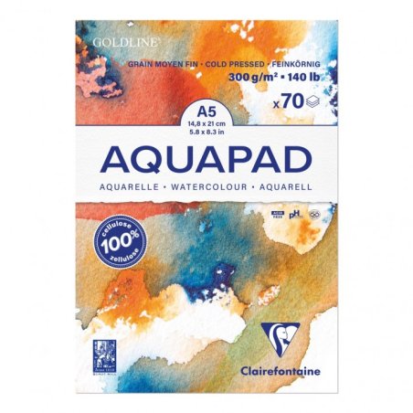 Clairefontaine Bloc de papier aquarelle AQUAPAD, 300 g/m2,A5