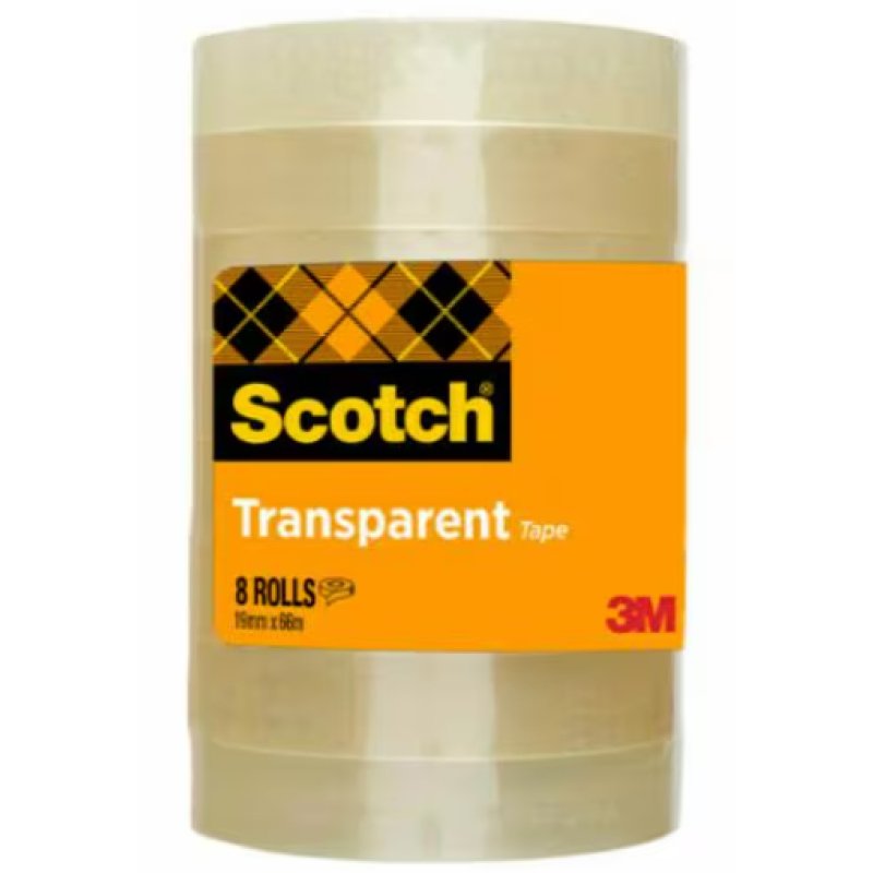 Scotch 7100213204 Adhésif de bureau 66 m Acrylique, Polypropylène (PP) Transparent 8 pièce(s)