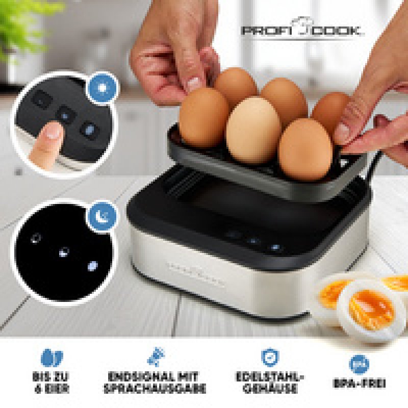 PROFI COOK Cuiseur à oeufs PC-EK 1276, avec signal vocal