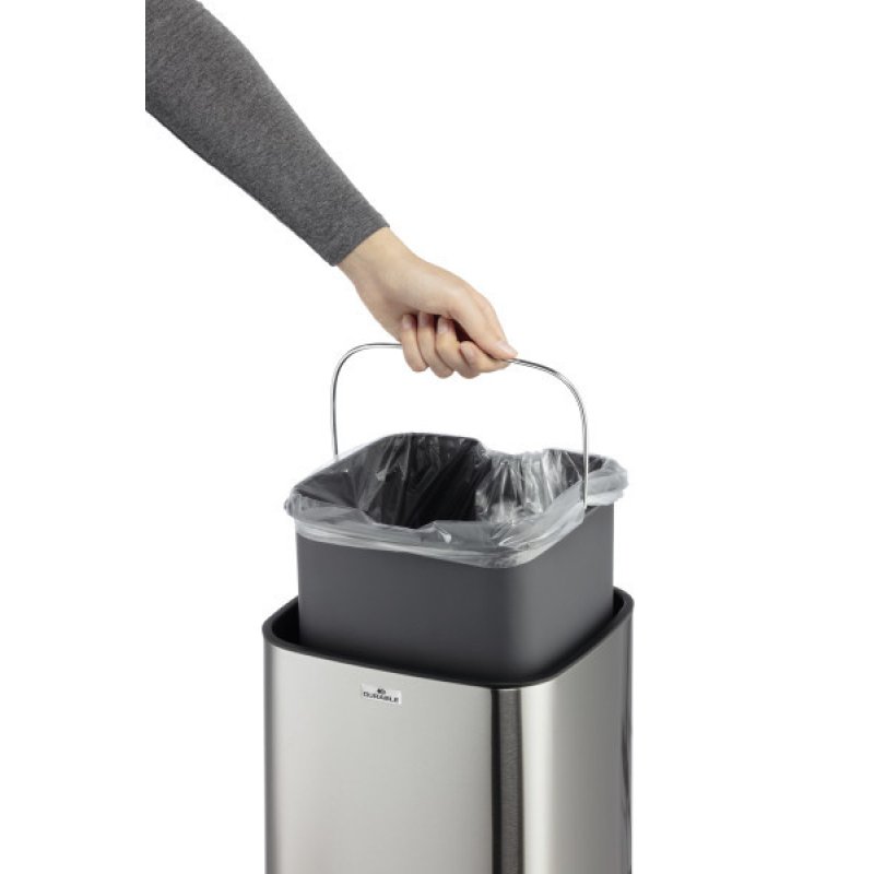 DURABLE Poubelle automatique "NO TOUCH", 12 litres, argent