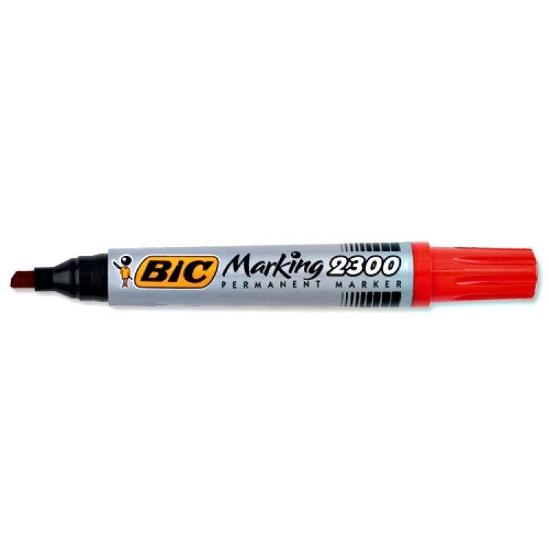 BIC Marking 2300 marqueur indélébile Pointe biseautée Rouge 12 pièce(s)