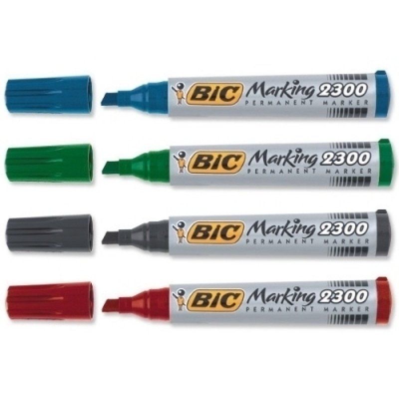 BIC Marking 2300 permanent marker Chisel tip Black, Blue, Green, Red 4 pc(s)