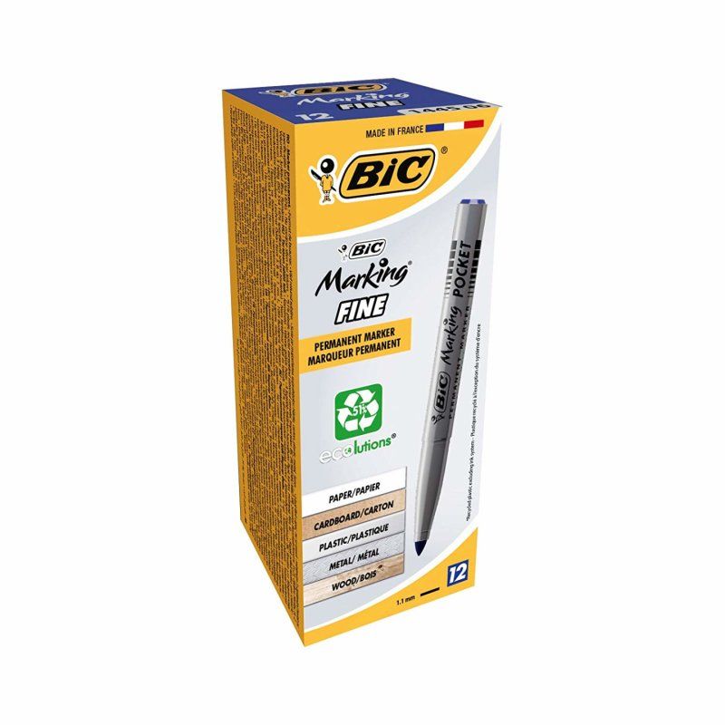BIC Marking Pocket 1445 marqueur indélébile Pointe ogive Bleu 12 pièce(s)